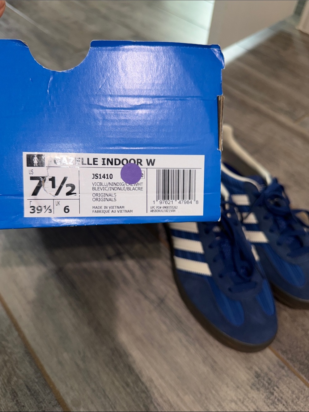 adidas Royal Blue Suede & Mesh Sneakers with White Stripes - Picture 4 of 7